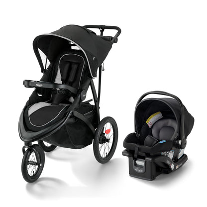 Graco FastAction Jogger LX Travel System, Compact Jogging Baby Stroller and Car Seat Combo with SnugRide SnugLock 35 Lite Infant Car Seat, Rear-Facing from 1.8-16 kg (4-35 lb), Mansfield