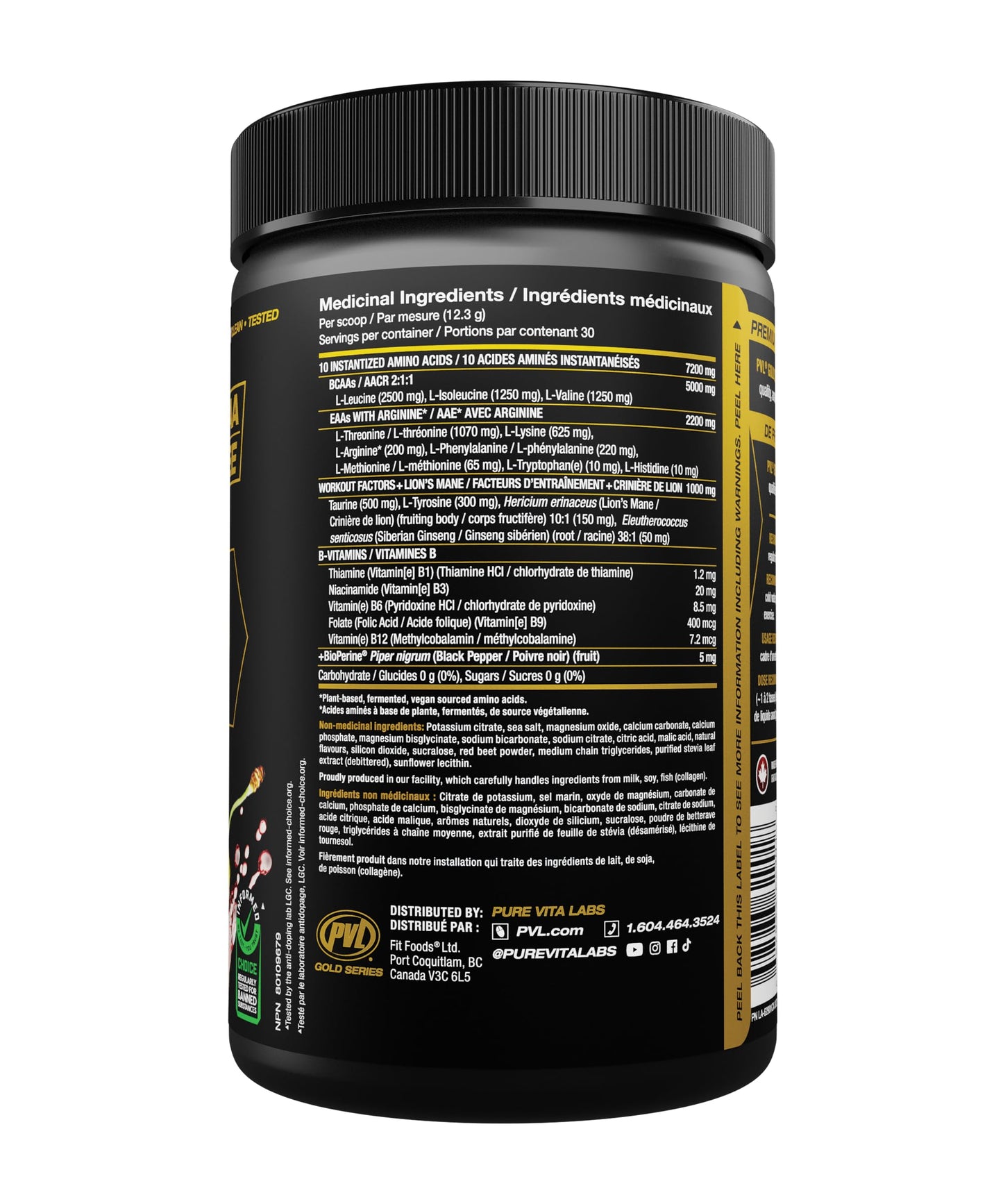 PVL EAA+BCAA COMPLETE – Essential Amino Acid Supplement with BCAAs, Electrolytes & B-Vitamins – Pre, Intra or Post Workout Powder – Keto & Vegan Friendly – Tropical Punch, 30 Servings