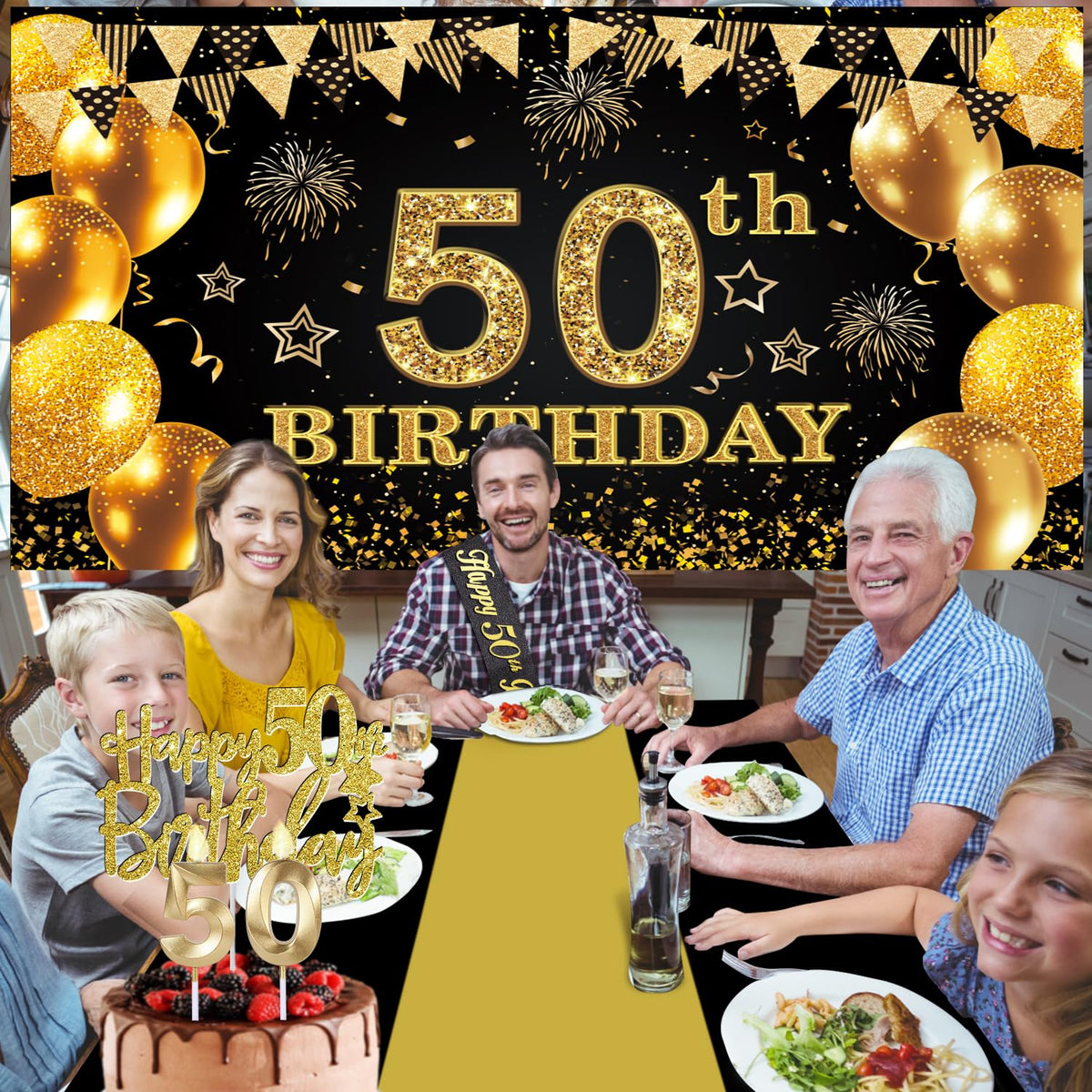 YeohJoy 50th Birthday Decorations for Men Women Black Gold 🍁 All In One Marketplace Canada