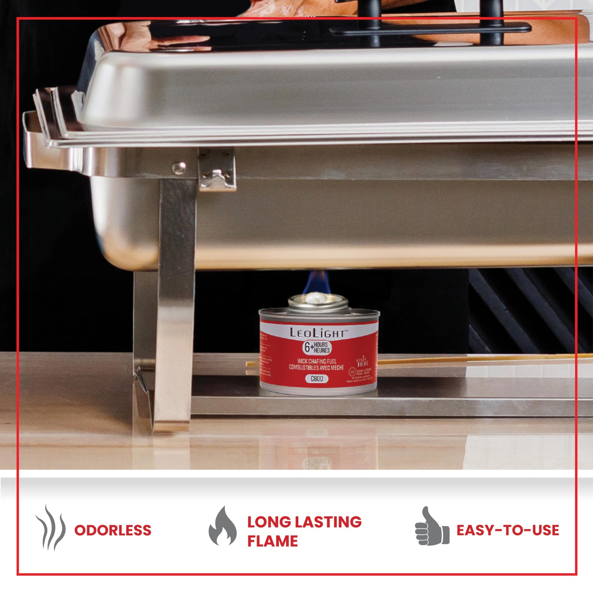6 Pack Chafing Fuel 6 Hour Burn – Odorless, Smokeless & Spill-Proof Wick, 7.8oz Food Warmer Fuel for Chafing Dish Buffet Set & Catering Use, LeoLight - Available at All In One Marketplace Canada