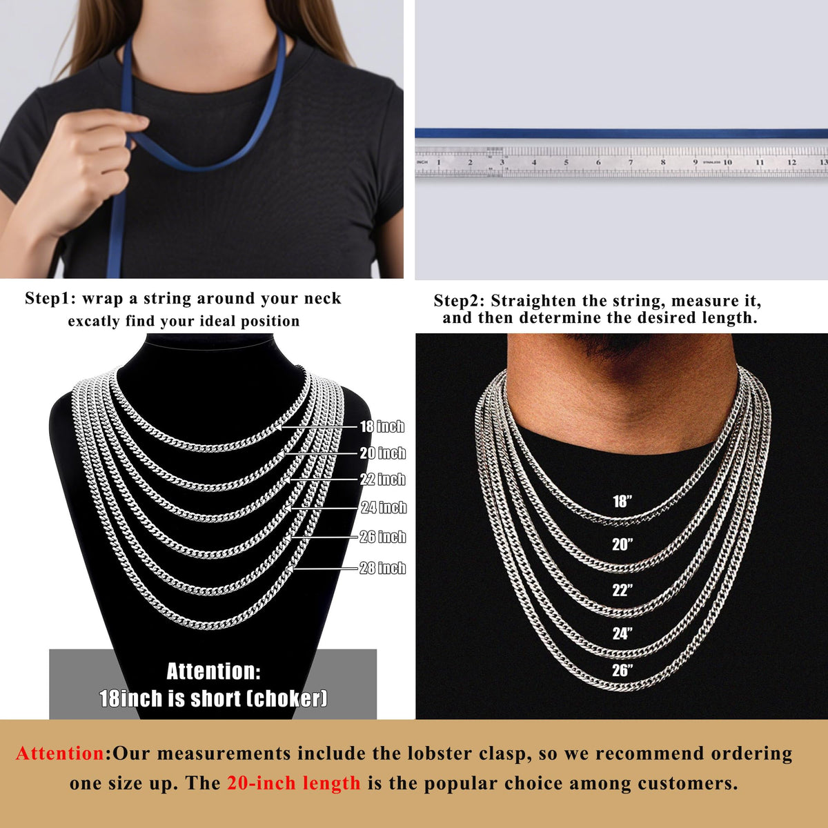 Weddinen Silver Chain for Men 3mm Necklace for Men Stainless Steel Cuban Link Chain for Mens Necklace Valentines Christmas Stocking Stuffers Jewelry Gifts for Boyfriend 20inch 🍁 All In One Marketplace Canada