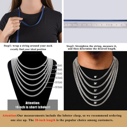 Weddinen Silver Chain for Men 3mm Necklace for Men Stainless Steel Cuban Link Chain for Mens Necklace Valentines Christmas Stocking Stuffers Jewelry Gifts for Boyfriend 20inch 🍁 All In One Marketplace Canada