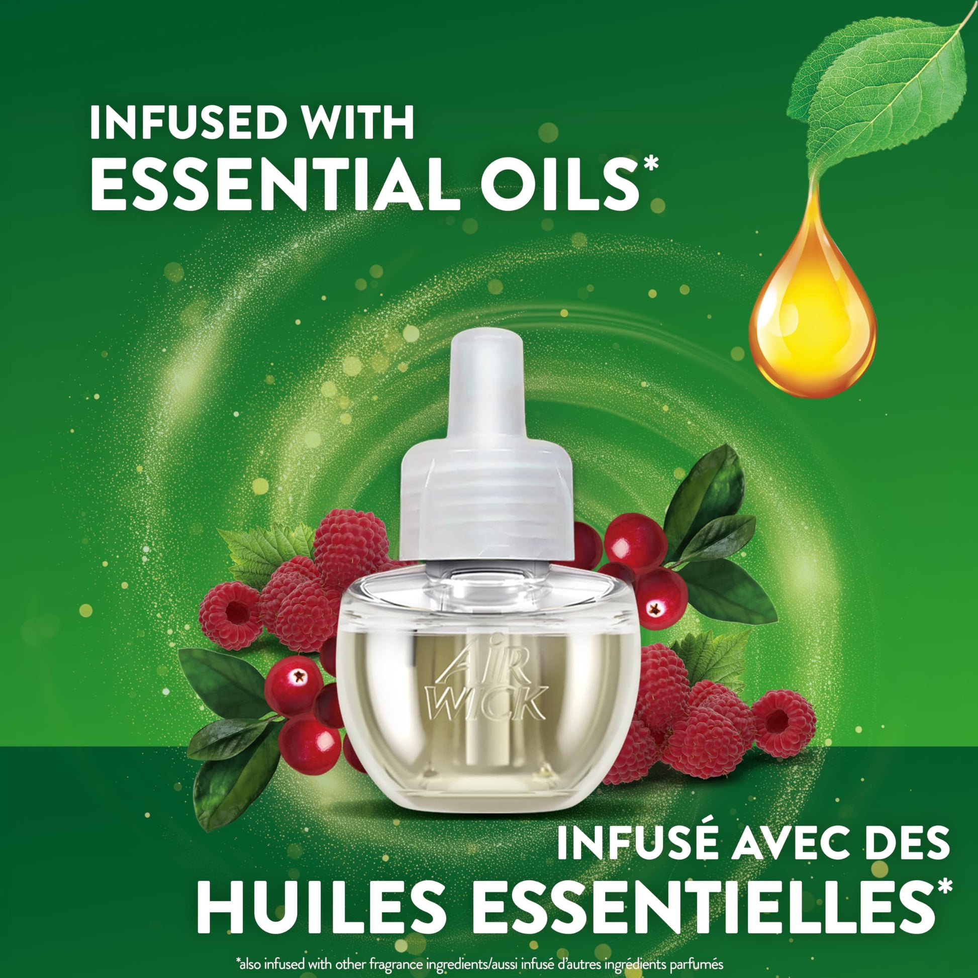 Air Wick Plug In Scented Oil Air Freshener for Home – Infused with Essential Oils, Adjustable Fragrance Control – Wild Berries Scent – Includes 2 Warmers & 5 Refills - Available at All In One Marketplace Canada