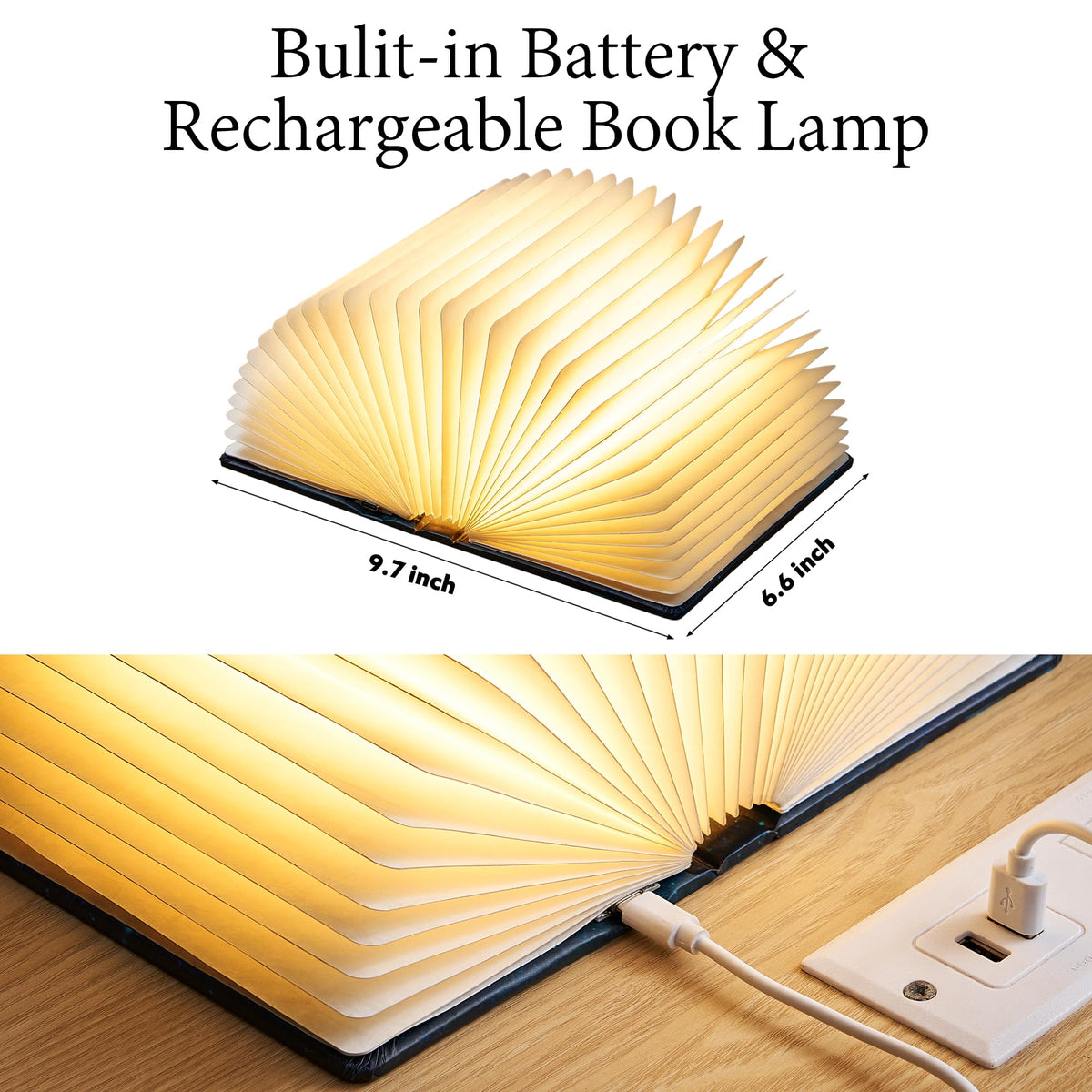 Book Lovers Gift Book Lamp, 5-Color LED, Foldable Lamp, Hot Foil Cover 🍁 All In One Marketplace Canada