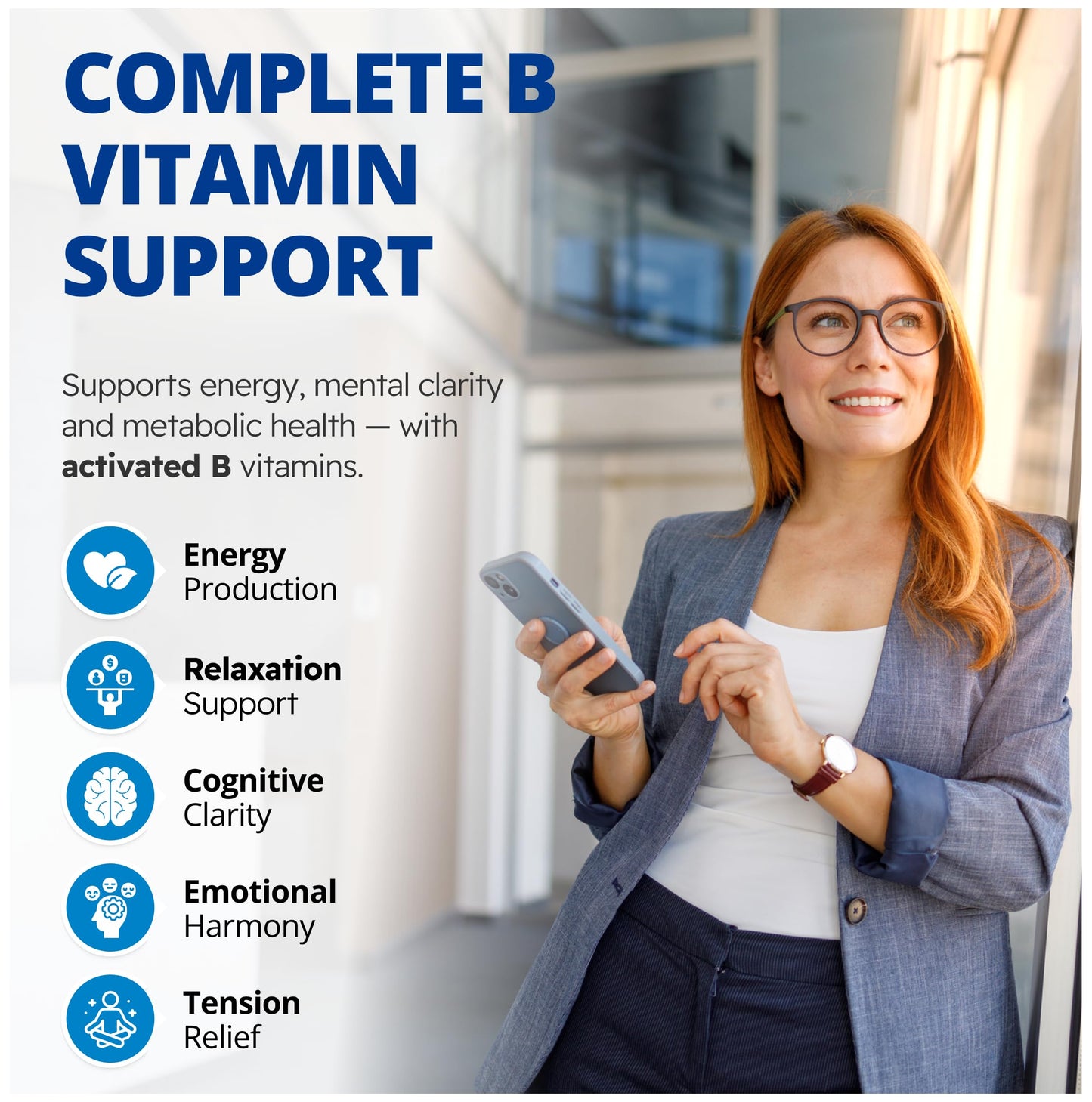 CanPrev Synergy B Complex 60 V-Caps 30-Day Supply - Vitamin B Supplement with L-Theanine 200mg - Complete B Complex Optimized with L-5-MTHF Activated Folate & Spirulina - Vegan, Non-GMO & Gluten-Free - Available at All In One Marketplace Canada