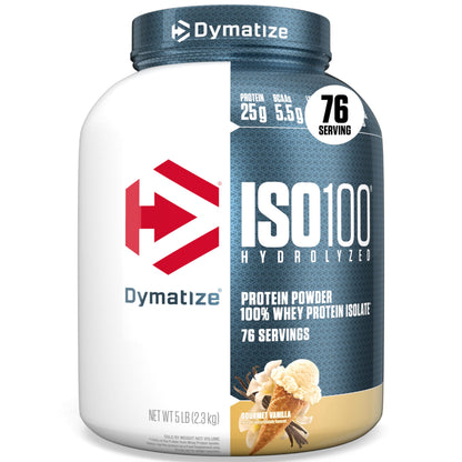 ISO100 Hydrolyzed Protein Powder by Dymatize, Gourmet Vanilla, 100% Whey Isolate Protein Powder (25g), Gluten Free, 76 Servings, 2.3 kg Dymatize