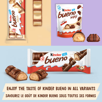 Kinder Bueno Milk Chocolate Hazelnut Wafer Bars - 2 Pack (43g)