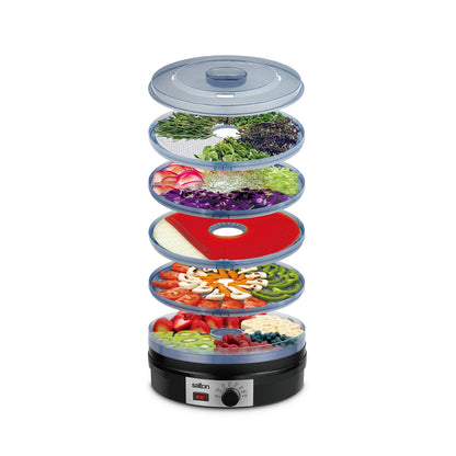 Salton Electric Food Dehydrator for Fruit and Jerky With Adjustable Temperature Control, Black