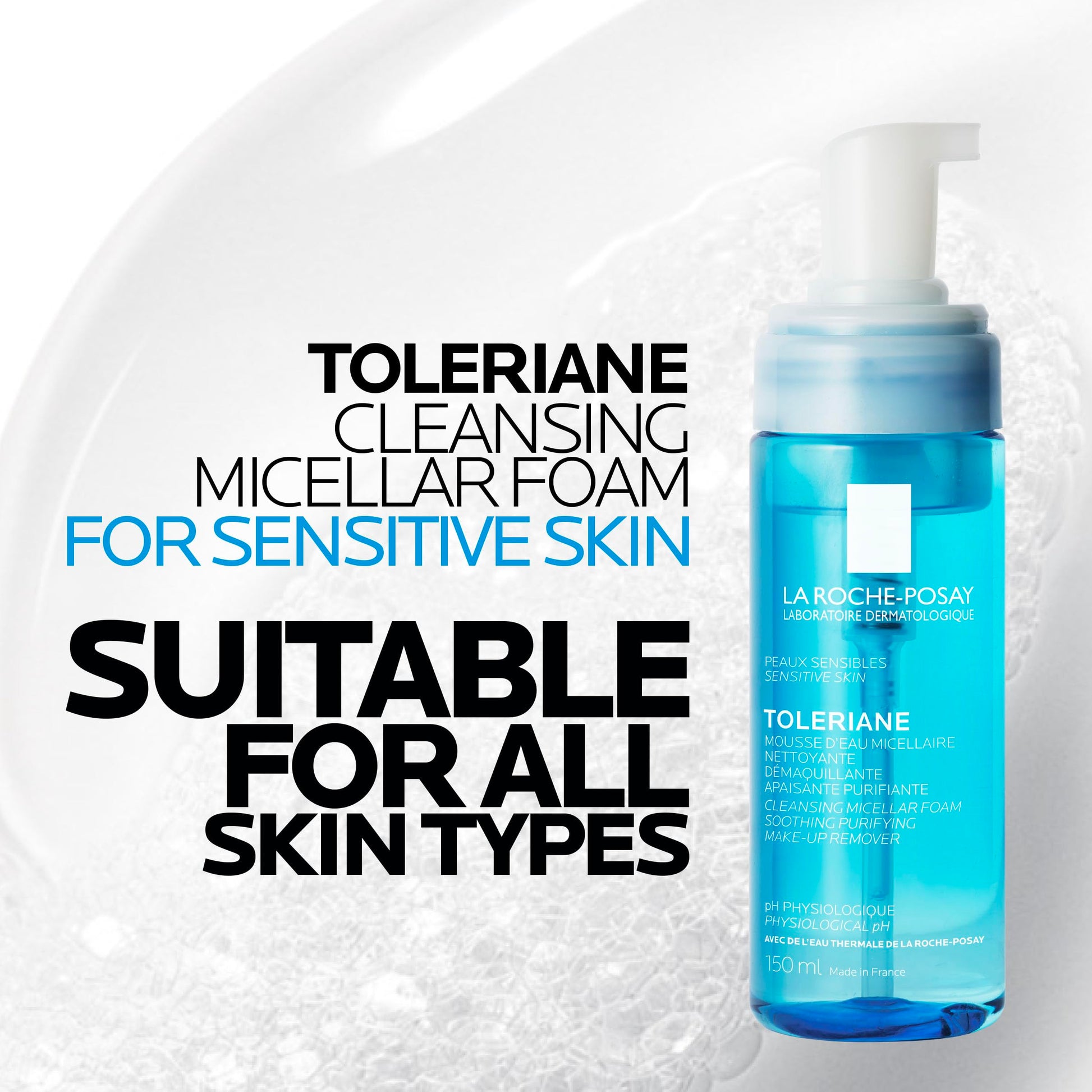 La Roche Posay Gentle Face Wash, Toleriane Micellar Foaming Water, Gently Cleanses and Purifies Skin, Formulated with Glycerin, Alcohol-Free, Recommended by Dermatologists, 150ml La Roche-Posay