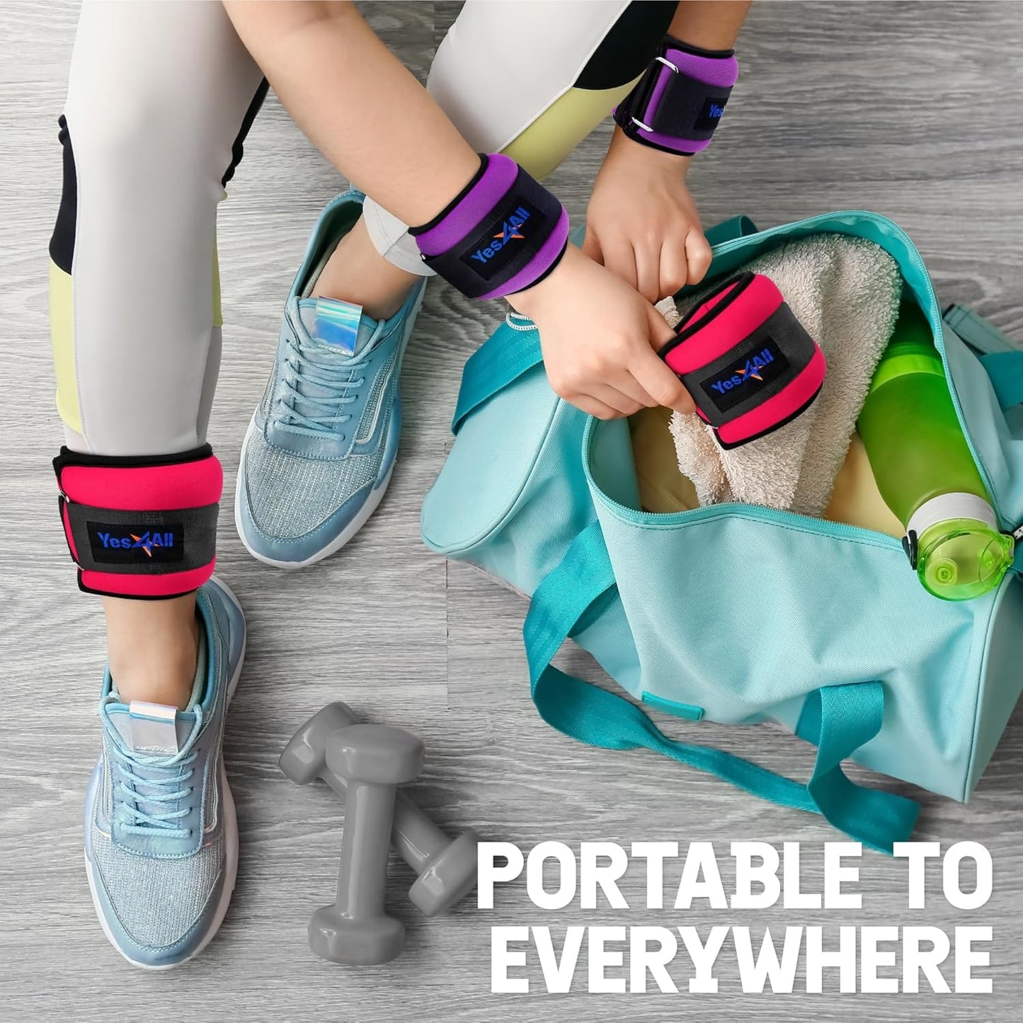 Yes4All Set of 2 Ankle/Wrist Weight Neoprene – Comfort Fit with Adjustable Strap - Ideal for Walking, Fitness, Cardio Exercise (5 lbs, Red) 🍁 All In One Marketplace Canada