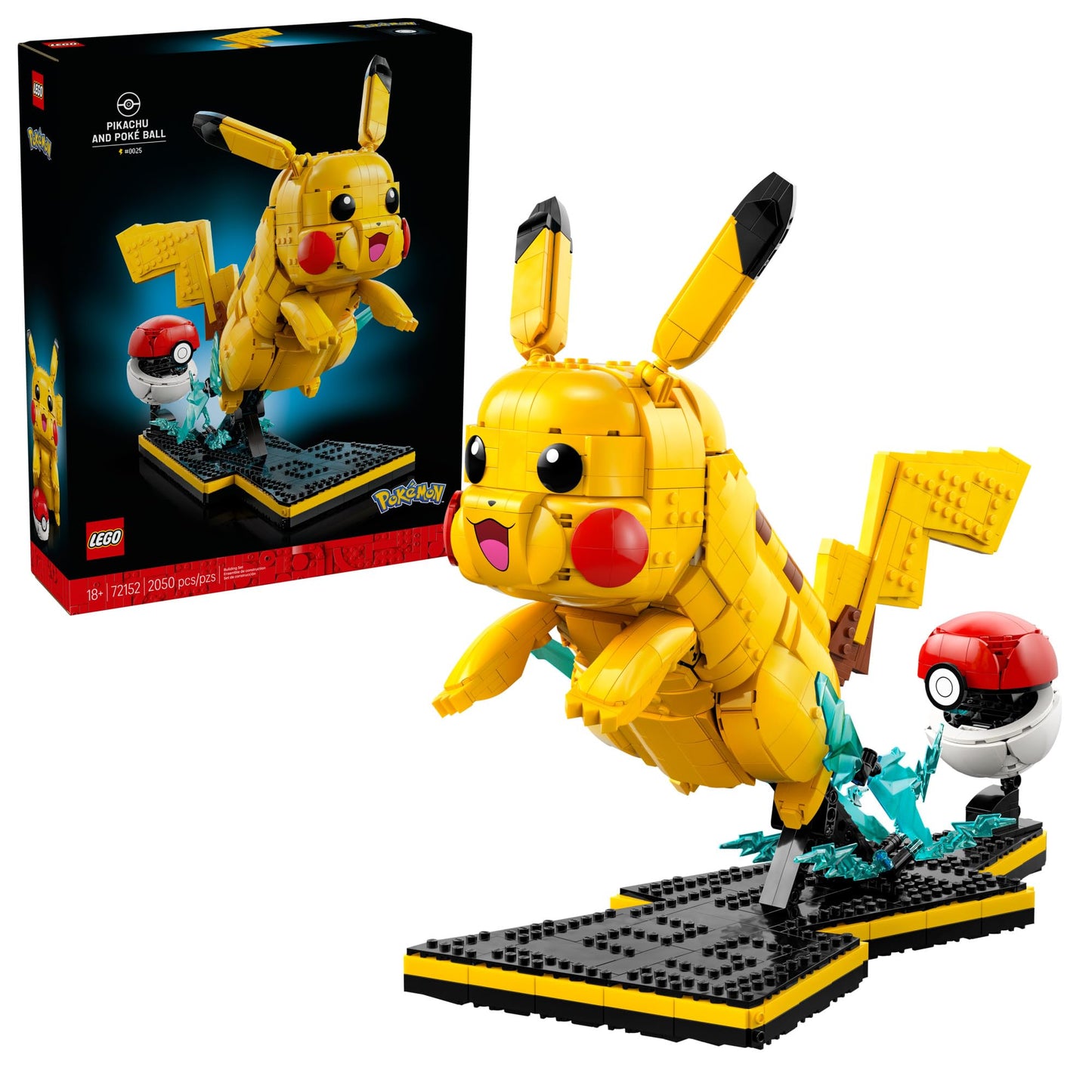 LEGO Pokémon Pikachu and Poké Ball - Collectible Building Sets for Adults, Ages 18+ - Pokémon Figure for Display - Desk, Shelf or Office Decor - Gift for Men & Women - 72152 LEGO