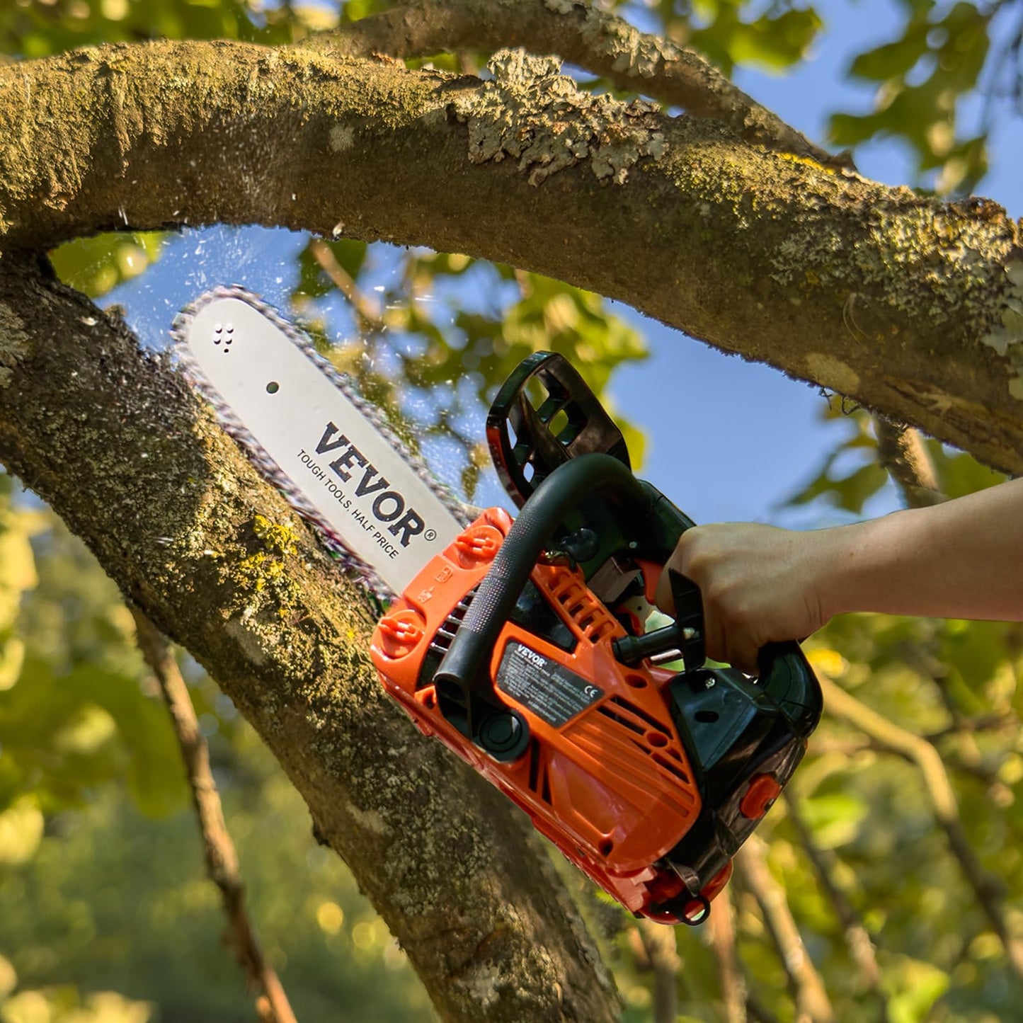 VEVOR Gas Chainsaw, 25.4CC 12" 1.2HP, Gasoline Powered Chain Saw, Handheld Cordless Petrol Chainsaws for Tree Wood Branch Cutting, Tree Trimming, Land Clearing, Farm Garden Ranch Forest Cutting Use 🍁 All In One Marketplace Canada