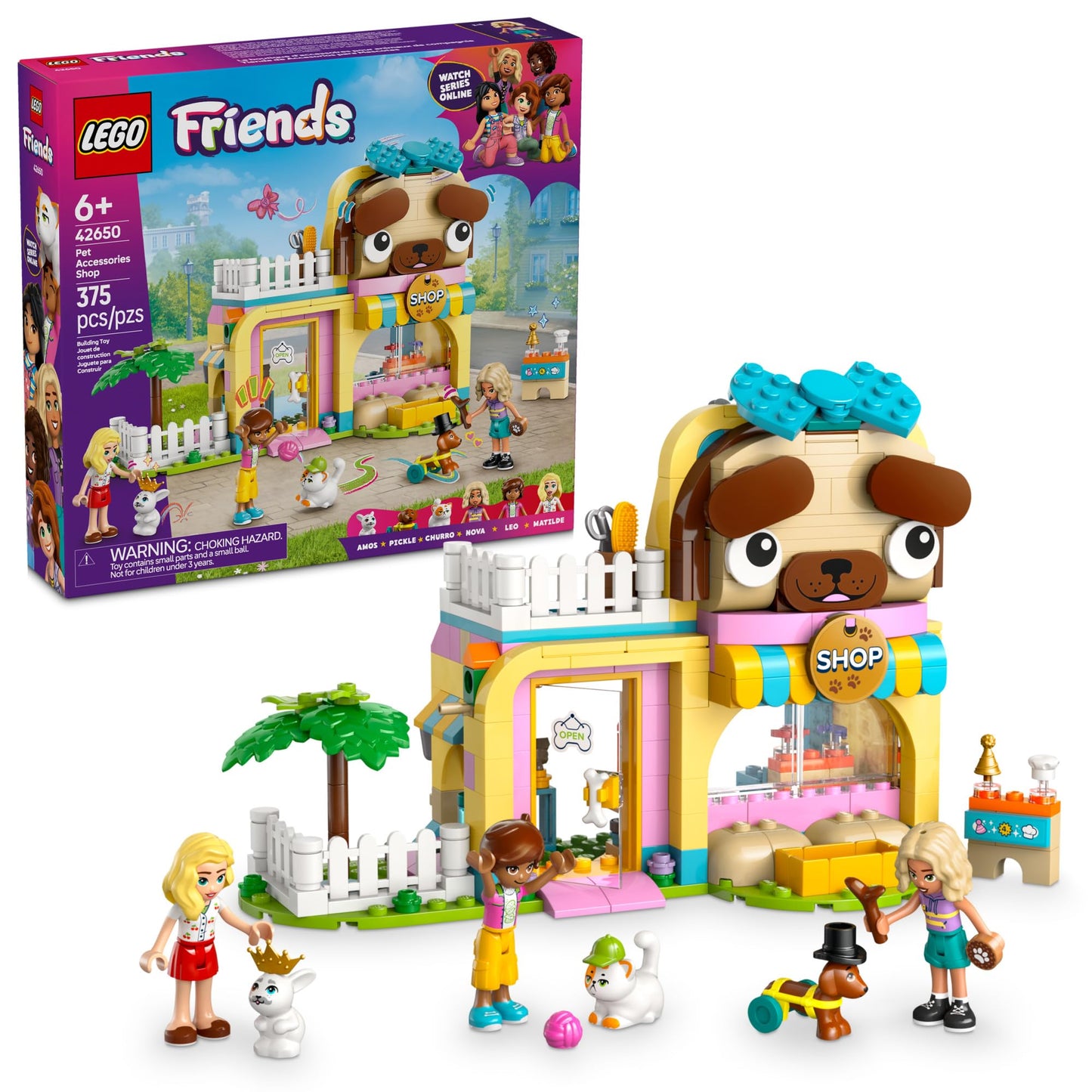 LEGO Friends Pet Accessories Shop Pretend Play Set - Building Toy for Kids, Girls and Boys, Ages 6+ - with 3 Minidolls, Toy Dog, Cat, & Rabbit - Gift Idea for Ramadan - 42650