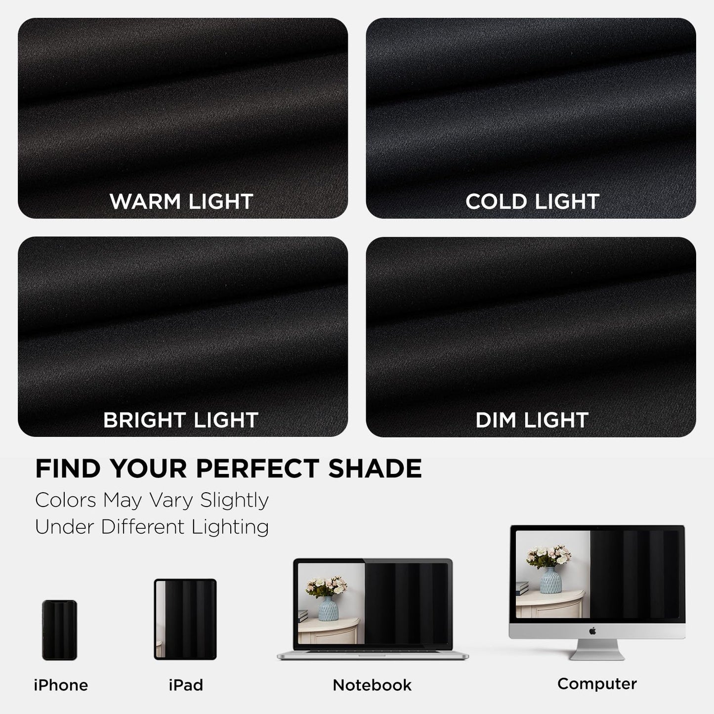 Joydeco Blackout Curtains 84 Inch Length 2 Panels Set, Thermal Insulated Long Curtains& Drapes 2 Burg, Room Darkening Grommet Drapes for Living Room Bedroom Window (W52 x L84 Inch, Black)