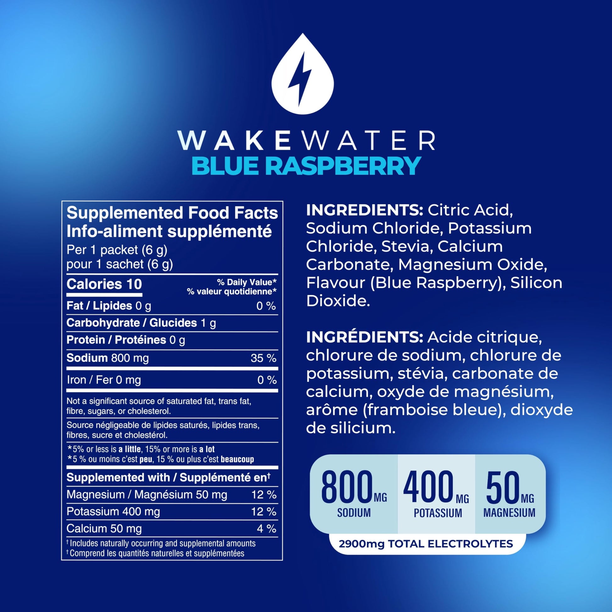 Wake Water Sugar Free Electrolyte Packets, Hydration Powder, Keto & Paleo Friendly Electrolyte Drink Mix, Fasting Hydration Packs, Travel Essentials, Pack of 10 (6g Each) (6 g (Pack of 10), Blue Raspberry)