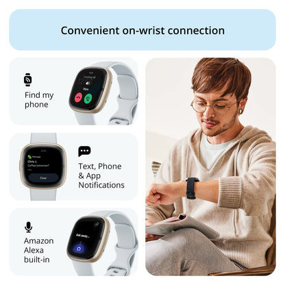 Google Fitbit Sense 2 - Health & Fitness Smartwatch - Blue Mist/Pale Gold Fitbit