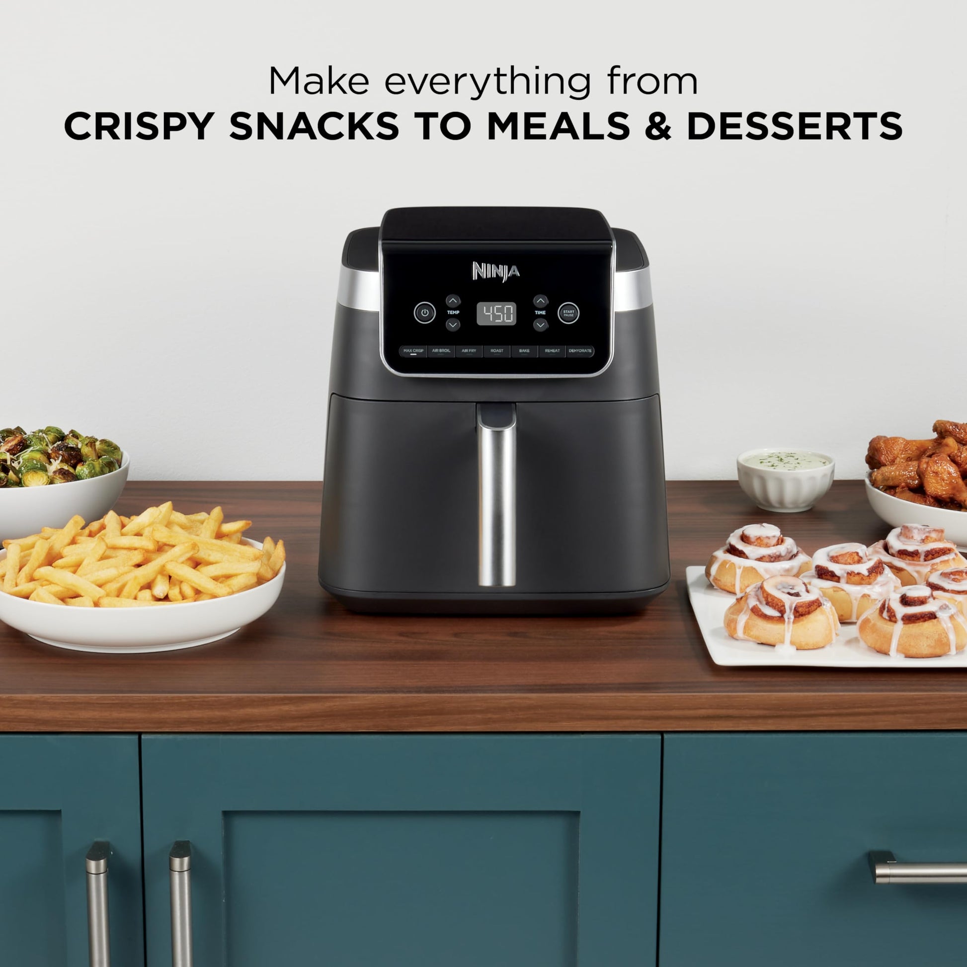 Ninja Air Fryer Pro XL 7-in-1, Max Crisp Tech, 450F for Hotter, Crispy Results, 6.5 QT Capacity, Max Crisp, Broil, Air Fry, Roast, Bake, Reheat, Dehydrate, Space Saving, AF182AMZC (Canadian Version) Ninja