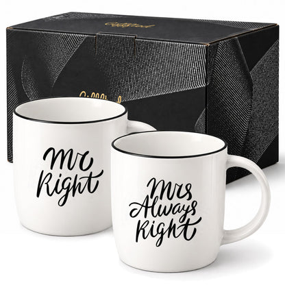 Triple Gifffted Mr Right and Mrs Always Right Coffee Mugs Gift Set, 380 ml 🍁 All In One Marketplace Canada