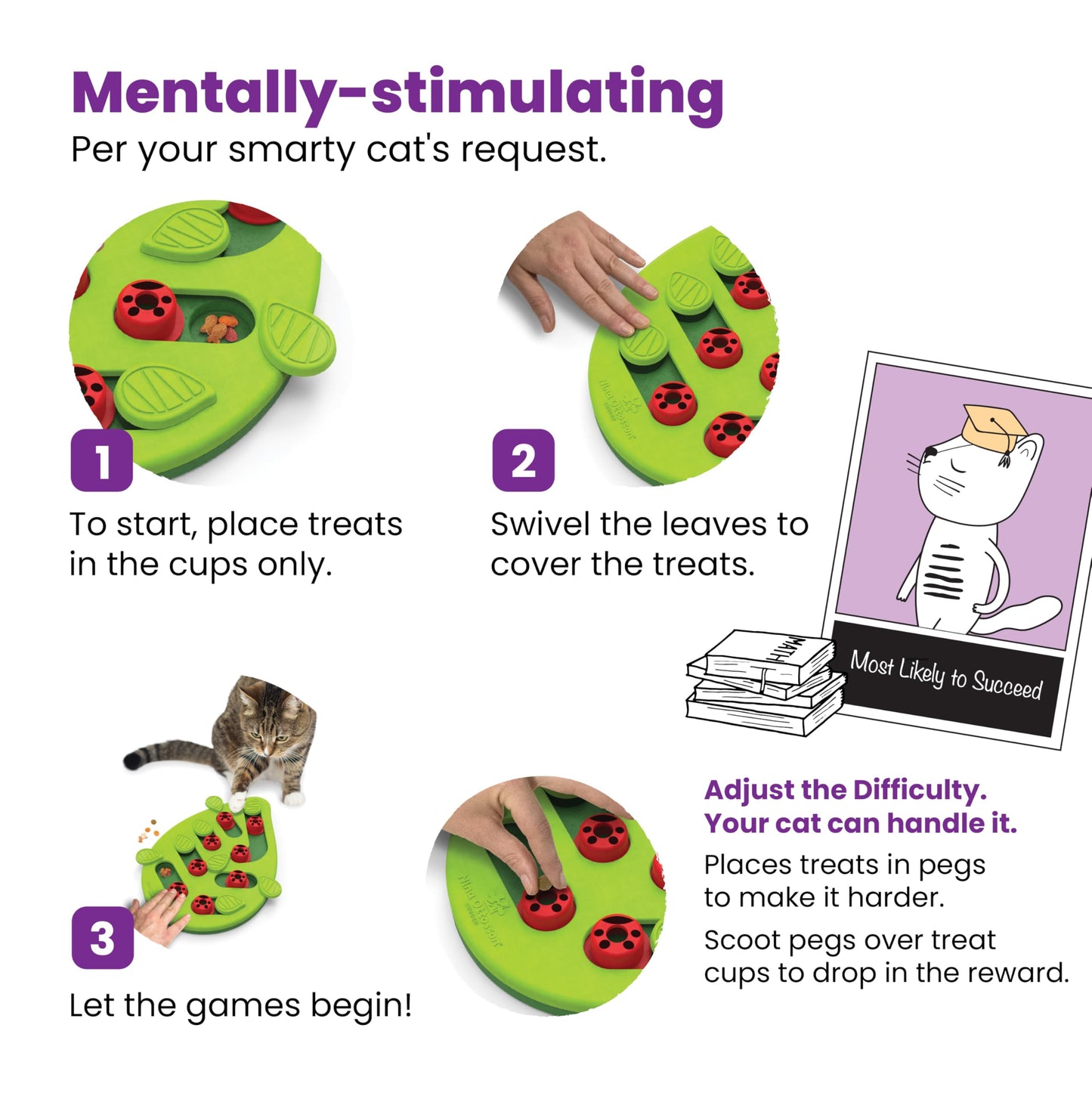 Catstages Buggin' Out Puzzle & Play, Interactive Treat Puzzle Cat Toy, Green - Available at All In One Marketplace Canada