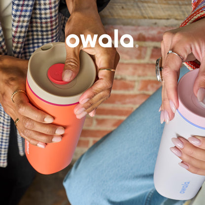 Owala SmoothSip Slider Insulated Stainless Steel Coffee Tumbler, Reusable Iced Coffee Cup, Hot Coffee Travel Mug, BPA Free 20 oz, High Dive
