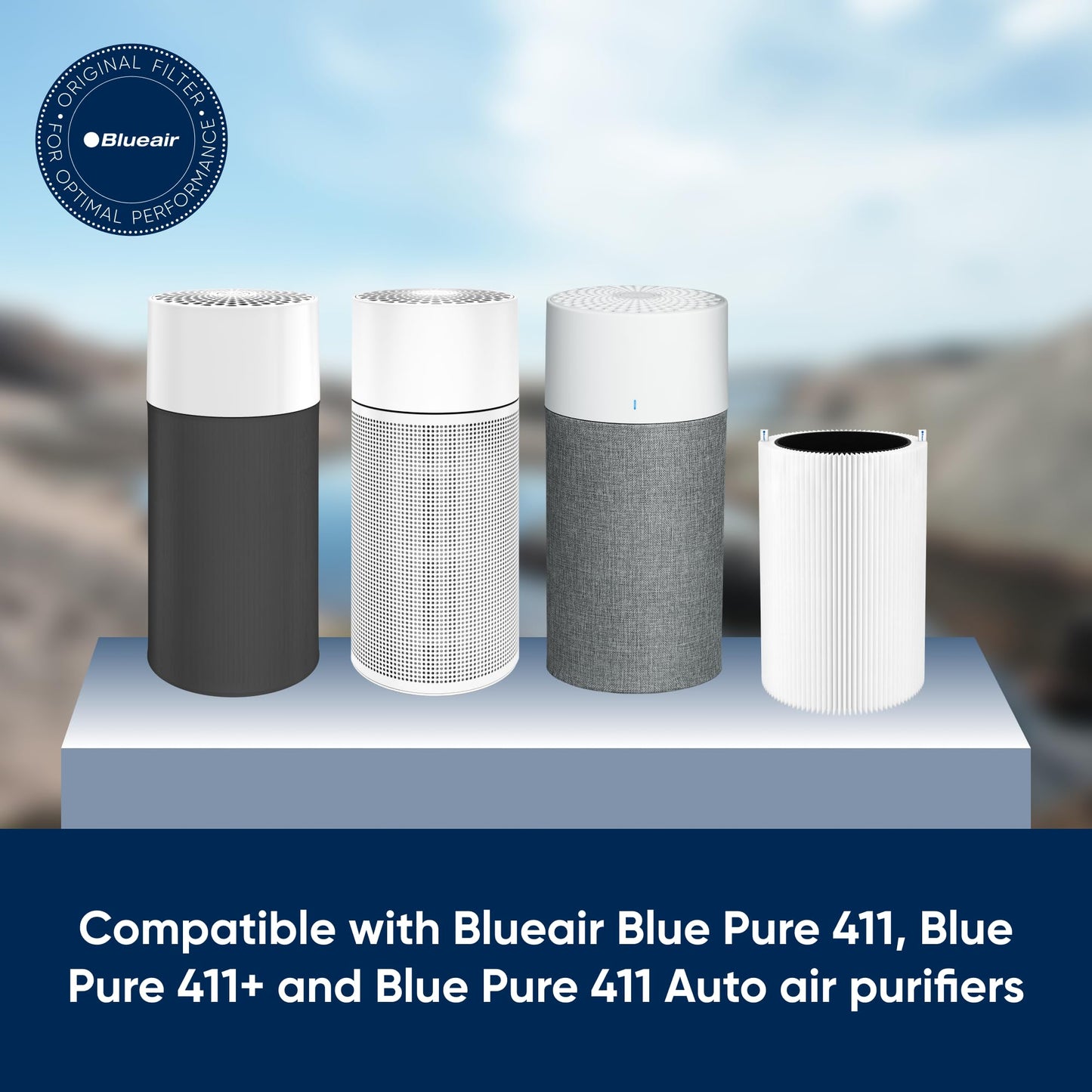Blueair Blue Pure 411 Genuine Replacement Filter, Particle and Activated Carbon, Fits Blue Pure 411, 411+, 411 Auto & MINI Air Purifiers, White (F411PACF102174) BLUEAIR