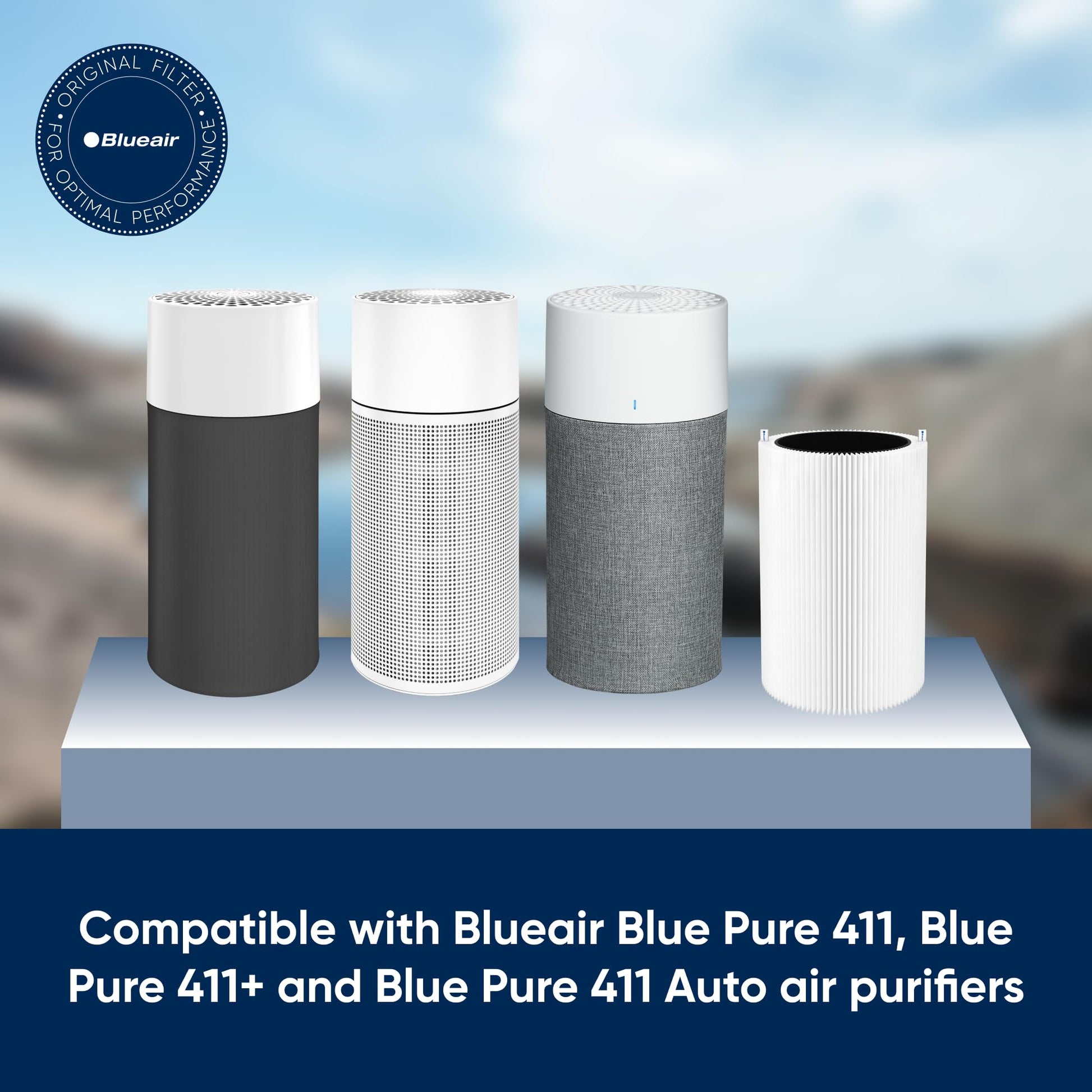 Blueair Blue Pure 411 Genuine Replacement Filter, Particle and Activated Carbon, Fits Blue Pure 411, 411+, 411 Auto & MINI Air Purifiers, White (F411PACF102174) BLUEAIR