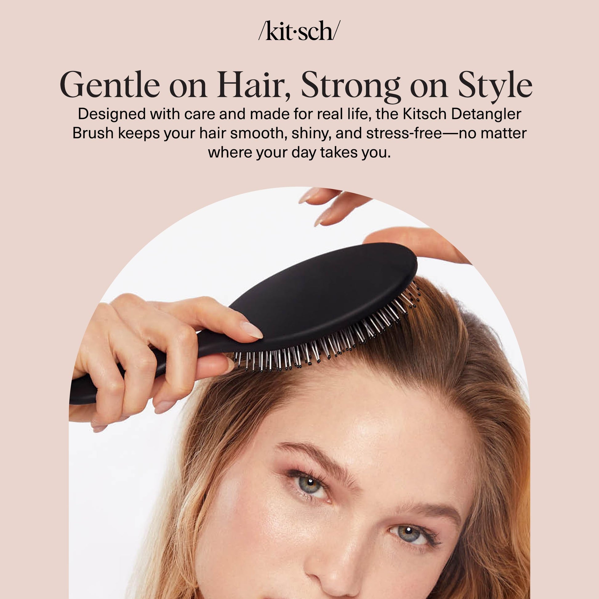Kitsch Recycled Plastic Wet/Dry Hair Brush, Detangling Tool for Curly or Straight Styles, Brush for Tangled Strands, Flexible Hairbrush Bristles, Brushes for Women & Men, Adults & Kids - Black