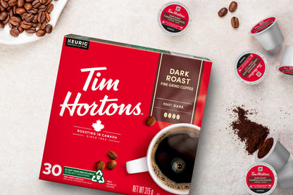 Tim Hortons Dark Roast Coffee K-Cup Pods, 30 Single Serve Capsules