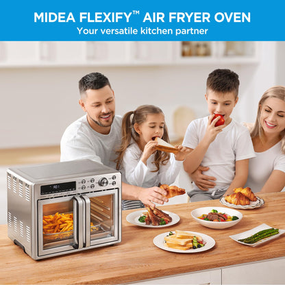 Midea 26.4Qt Air Fryer Toaster Oven, 10-in-1 French Door Combo, 1750W, SS