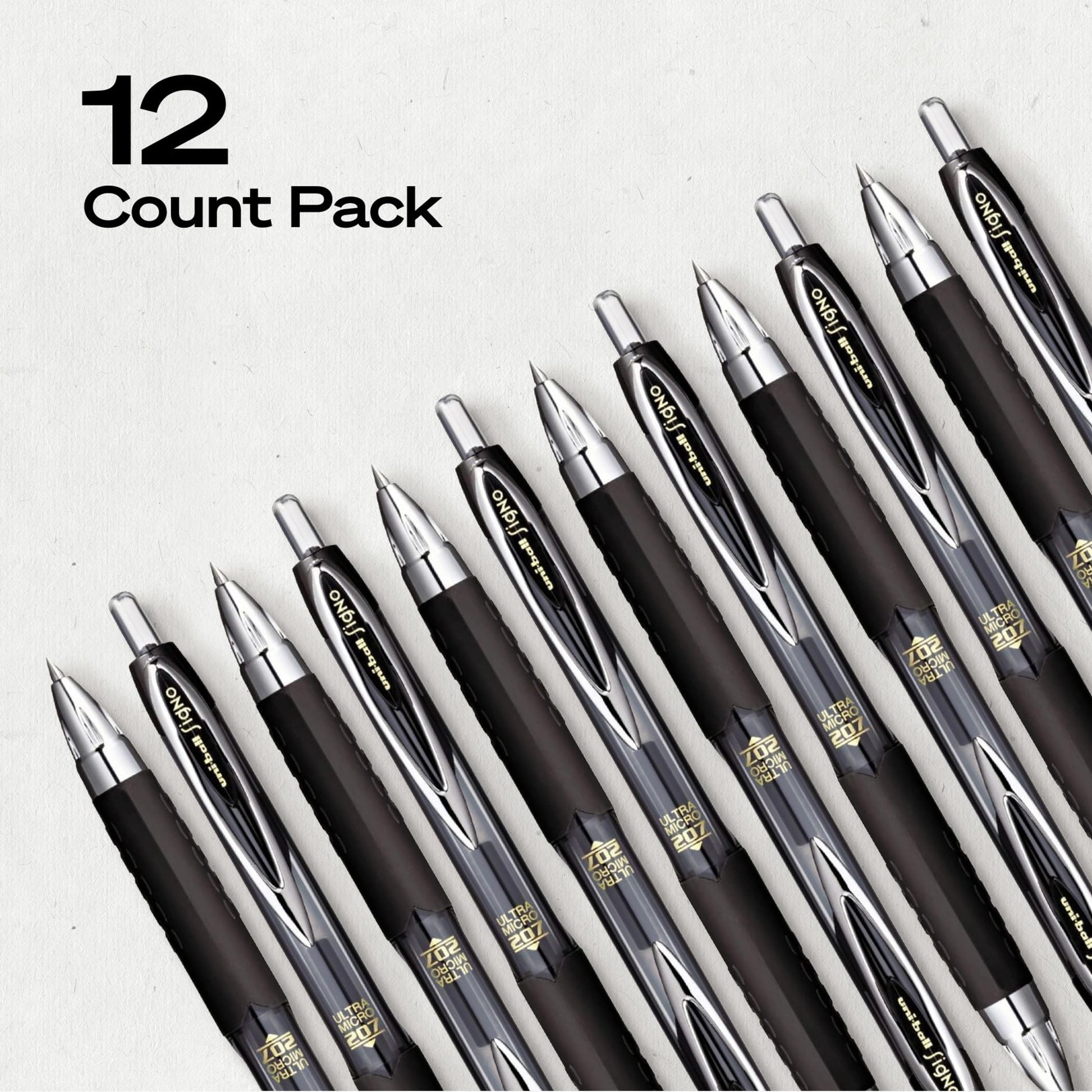 uni-ball Signo 207 Retractable Gel Pens, Ultra-Micro Point, Black Ink, 12 Count (Pack of 1) (1790922) , Packaging may vary Uni-Ball