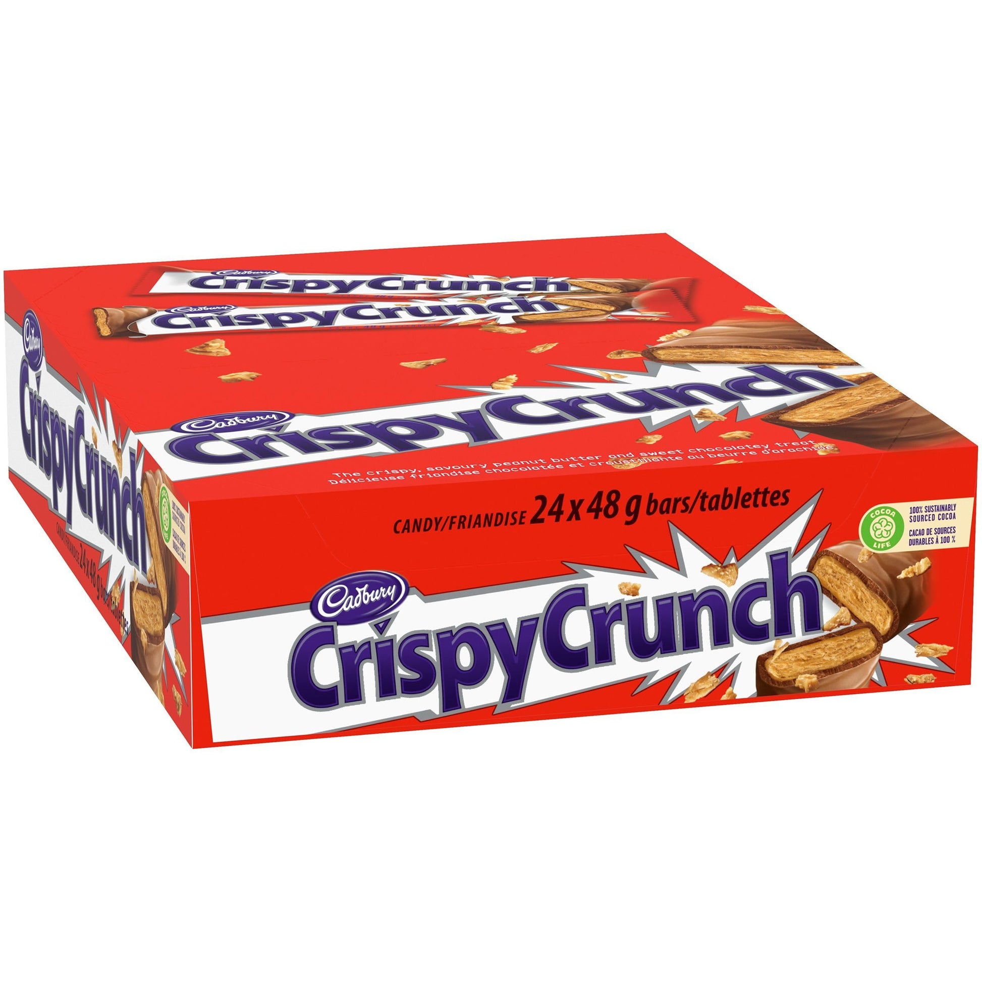 Cadbury Crispy Crunch Chocolate Bars, 48g Each - Box of 24 Individual Wrapped Pieces