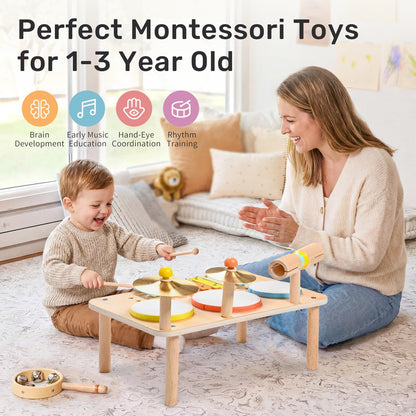 WINGYZ Kids Drum Set, 9-in-1 Wooden Musical Instruments with Xylophone 🍁 All In One Marketplace Canada