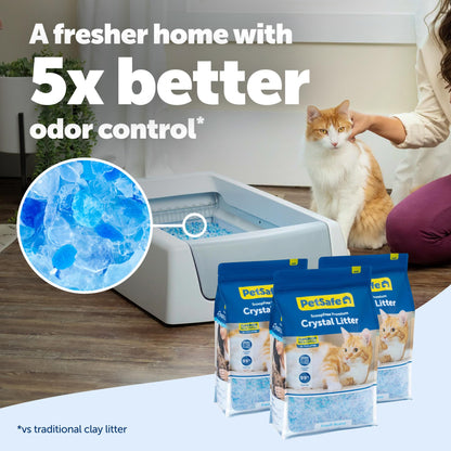 PetSafe ScoopFree Premium Fresh Crystal Cat Litter, 3-Pack – Lightly Scented Litter – Superior Odor Control – Low Tracking for Less Mess – Lasts Up to 6 Months, 24 lbs Total (3 Pack of 8 lb Bags)