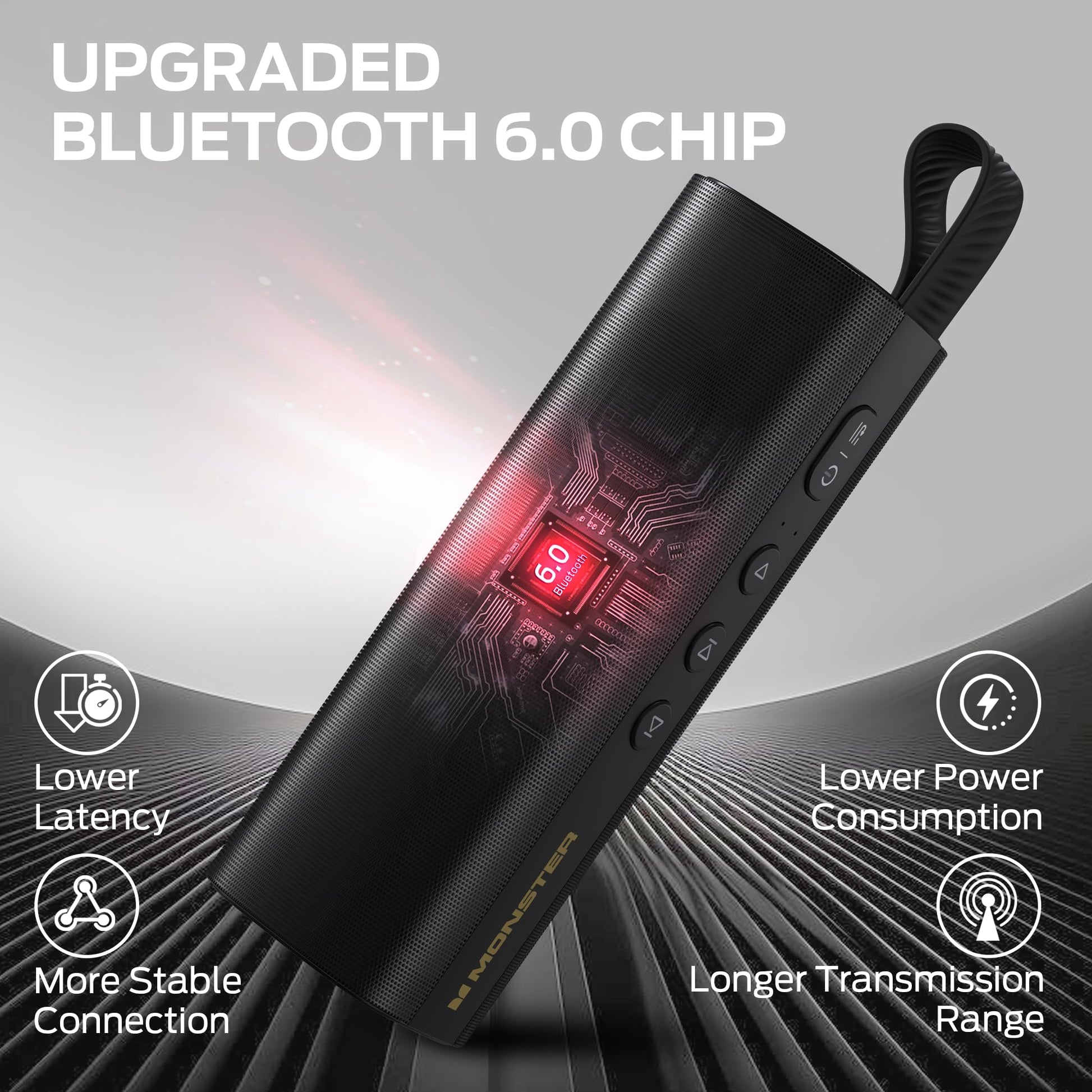 Monster S290 Bluetooth Speaker, Portable Bluetooth Speaker with 30W Loud Stereo Sound, Bluetooth 6.0, 20H Playtime, TWS Pairing, Support AUX/TF Card, IPX6 Waterproof Wireless Speaker for Home, Travel