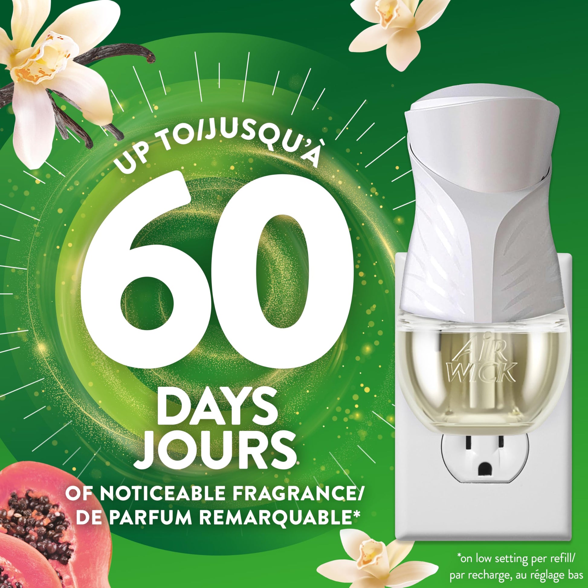 Air Wick Plug In Scented Oil Air Freshener Refills for Home – Infused with Essential Oils – 5 Count – Vanilla & Pink Papaya Scent - Available at All In One Marketplace Canada