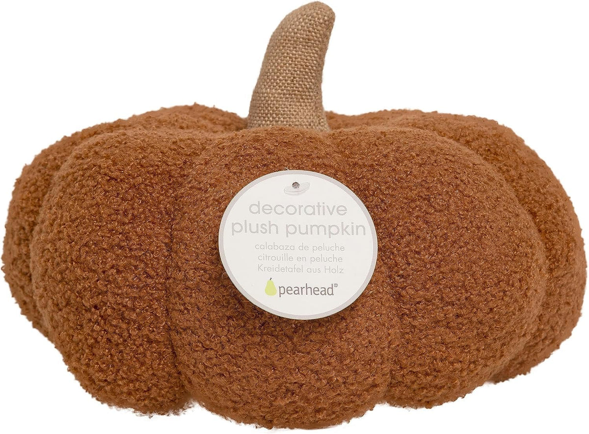 Pearhead Sherpa Pumpkin Pillow Decor, Modern Fall Home, Rust Orange