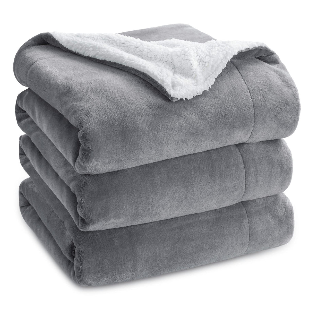 Bedsure Reversible Queen Sherpa Blanket for Bed, Grey, 90x90 Inch 🍁 All In One Marketplace Canada