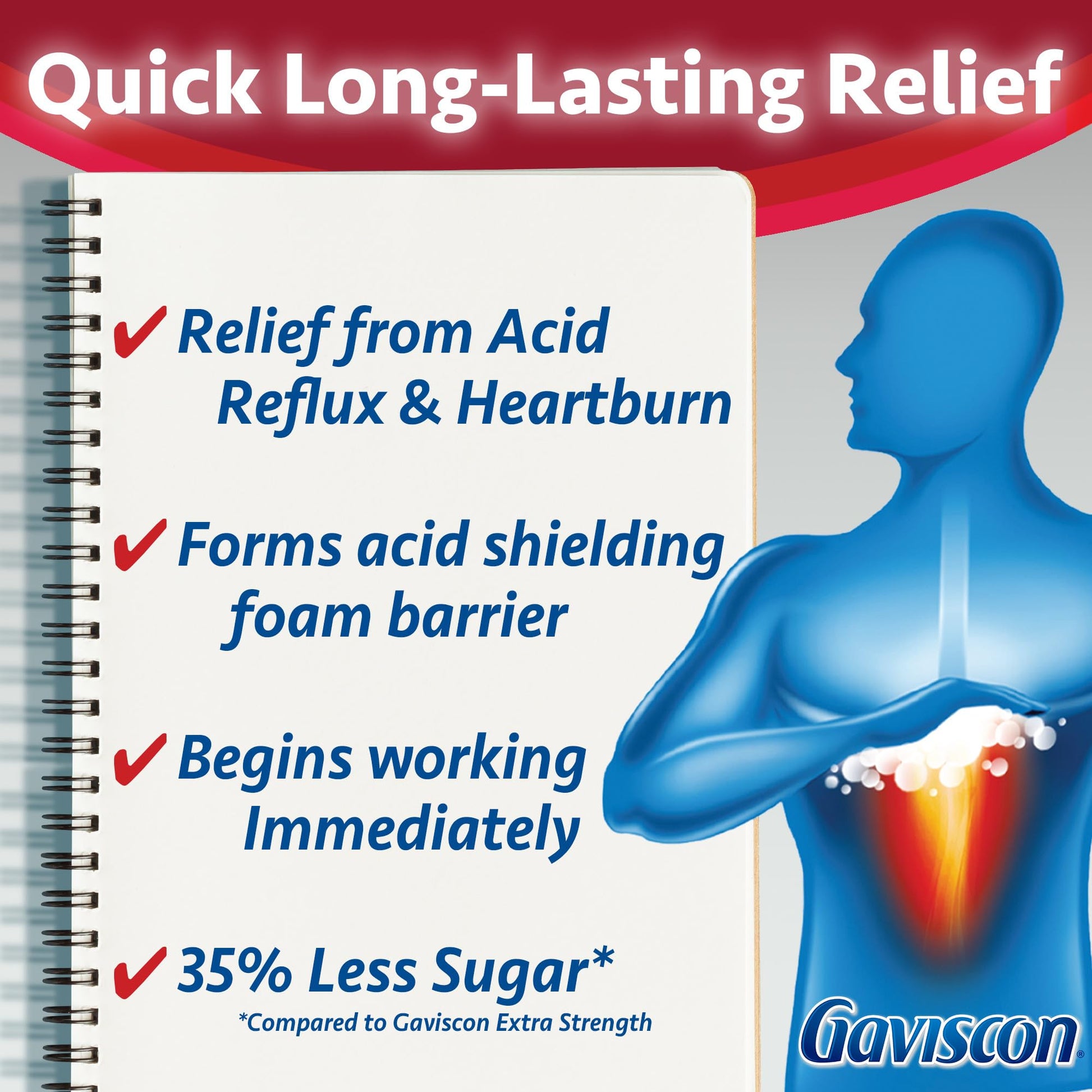 Gaviscon Extra Strength Flavour Burst Tablets - 120 Count - Chewable Foaming Antacid Tablets for Day and Night Heartburn Relief, Acid Reflux and GERD Relief, Fruit Blast - Free of Aluminum, Lactose and Gluten Gaviscon
