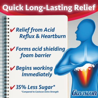 Gaviscon Extra Strength Flavour Burst Tablets - 120 Count - Chewable Foaming Antacid Tablets for Day and Night Heartburn Relief, Acid Reflux and GERD Relief, Fruit Blast - Free of Aluminum, Lactose and Gluten Gaviscon