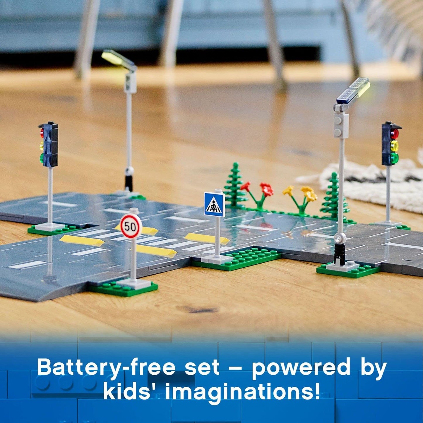 LEGO City Road Plates 60304 - Building Toy Set, Featuring Traffic Lights, Trees, Glow in The Dark Bricks, Combine with LEGO City Series Sets, Great Gift for Kids, Boys, and Girls Ages 5+ LEGO