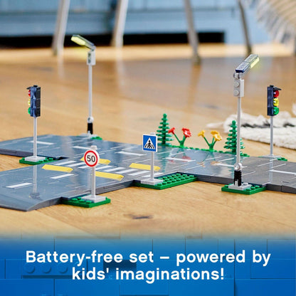 LEGO City Road Plates 60304 - Building Toy Set, Featuring Traffic Lights, Trees, Glow in The Dark Bricks, Combine with LEGO City Series Sets, Great Gift for Kids, Boys, and Girls Ages 5+ LEGO