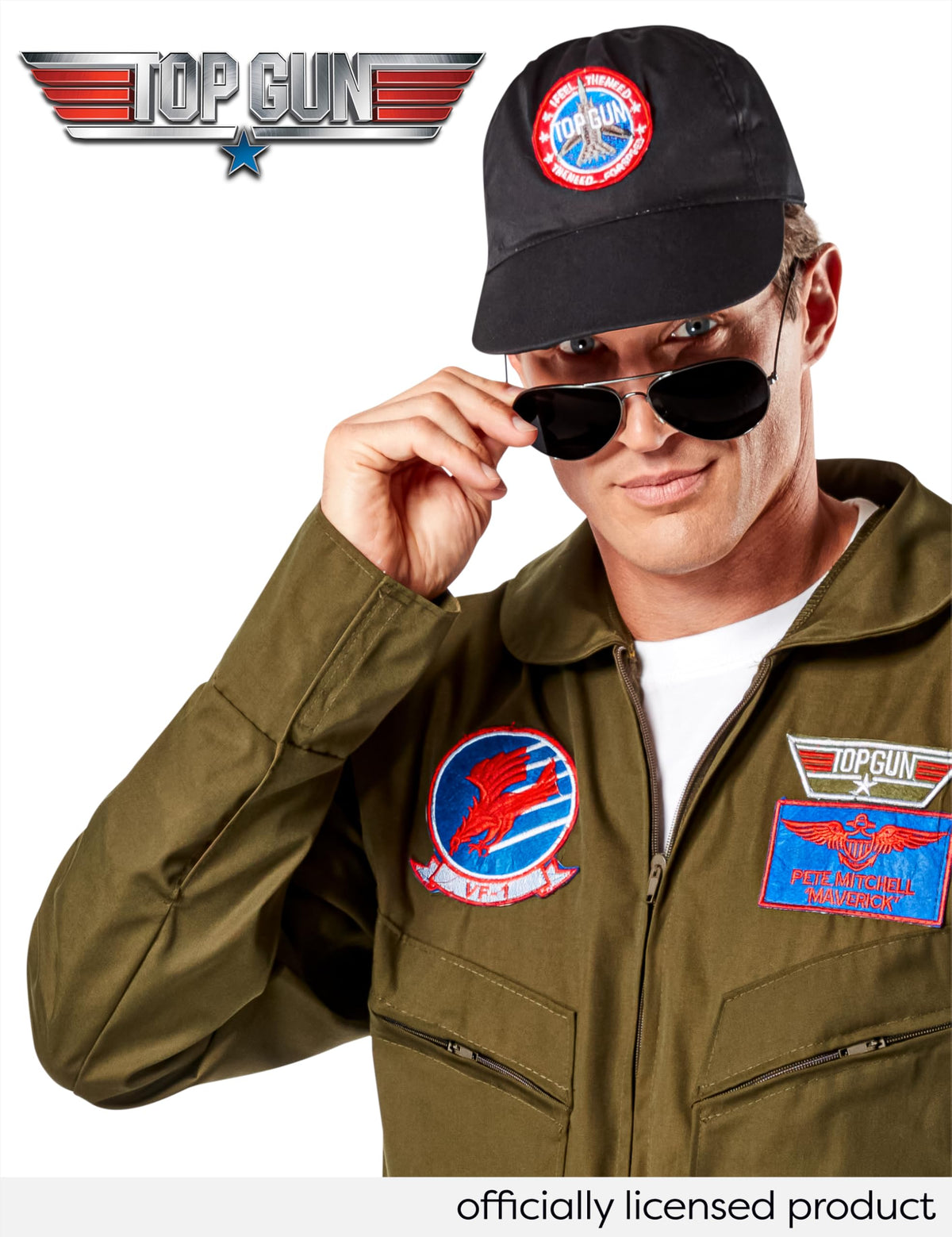 Rubies Adult Officially Licensed Deluxe Top Gun Costume for Themed Parties and Halloween, As Shown, Standard