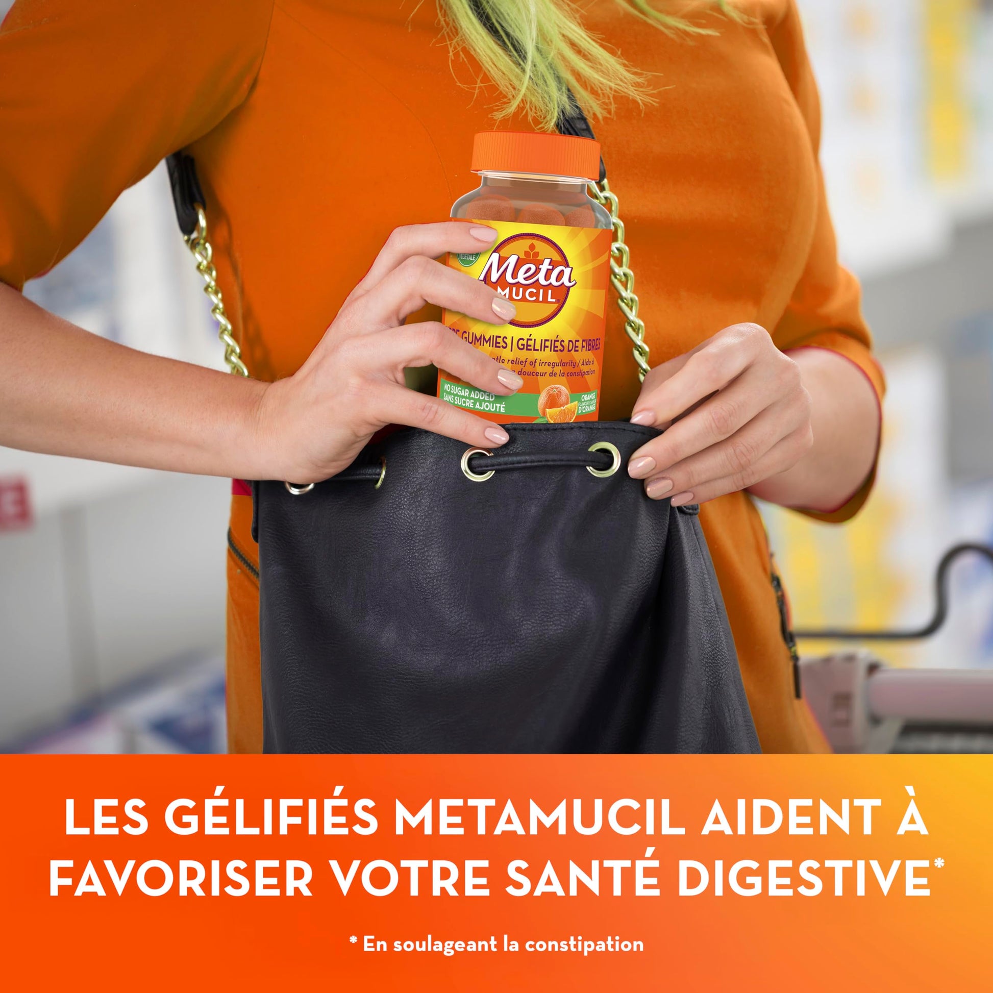 Metamucil Fibre Gummies, No Sugar Added, Orange Flavour, Prebiotic, Plant-Based, 105 Count