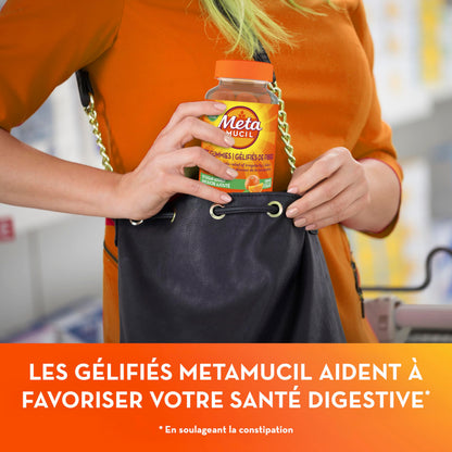 Metamucil Fibre Gummies, No Sugar Added, Orange Flavour, Prebiotic, Plant-Based, 105 Count