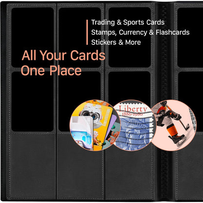 【2026】Trading Card Binder 9 Pocket, Hockey Card Binder with Sleeves Anti-open Strap Waterproof 20-Page 360 Game Cards Binder Holder Gift for Baseball/Soccer/Basketball/Football Cards Collector