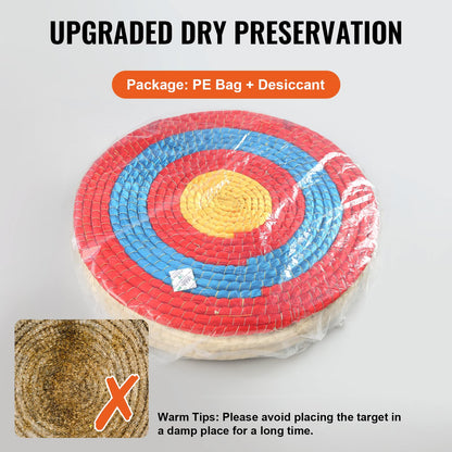 VEVOR Archery Target, 5 Layers 20" Arrow Target, Traditional Solid Straw Round Archery Target Shooting Bow, Hand-Made Arrows Target, Coloured Rope Target for Backyard Outdoor Hunting Shooting Practice VEVOR