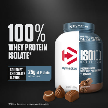 ISO100 Hydrolyzed Protein Powder by Dymatize, Gourmet Chocolate, 100% Whey Isolate Protein Powder (25g), Gluten Free, 71 Servings, 2.3 kg 🍁 All In One Marketplace Canada
