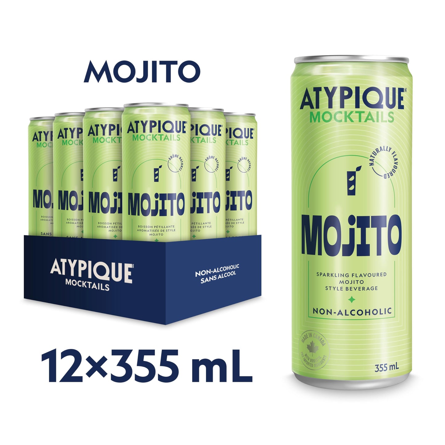 Atypique Non-Alcoholic Cocktail, Mojito, 355 mL, 12-Count 🍁 All In One Marketplace Canada
