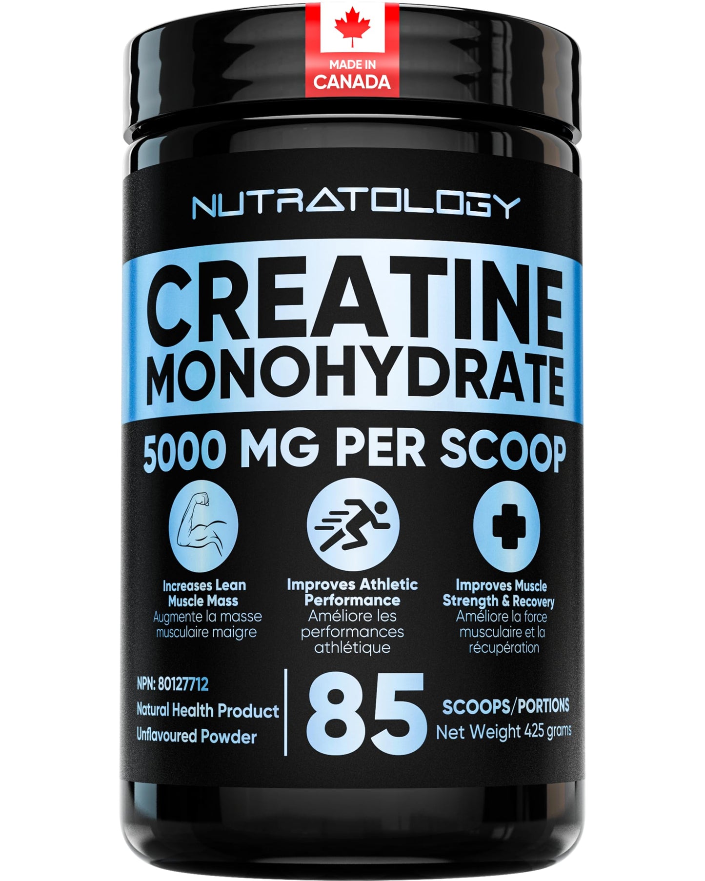 Pure Micronized Creatine Dissolves Easily | Creatine Monohydrate Powder 425g - For Increased Muscle Growth & Performance - Supports Athletic Performance - Creatine Powder for Workouts - 85 Servings