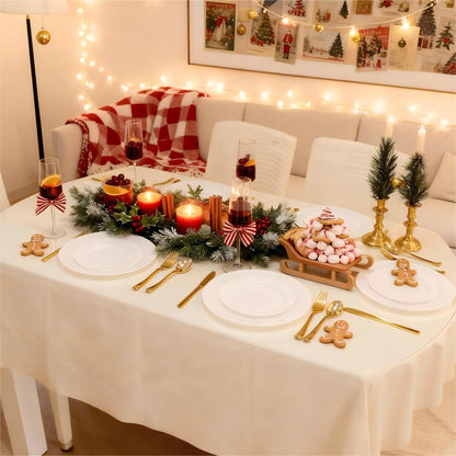 ROCOHANTI 100 PCS White Plastic Plates, White Plates Disposable Include 50 Dinner Plate and 50 Dessert Plate, Heavy Duty plastic plates Perfect for Christmas Party/Holiday/Wedding 🍁 All In One Marketplace Canada